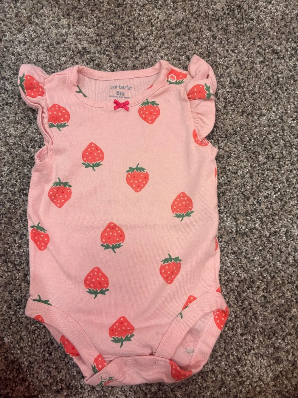 Carter's Peach & Pink Strawberry + Leopard Baby Onesie Set